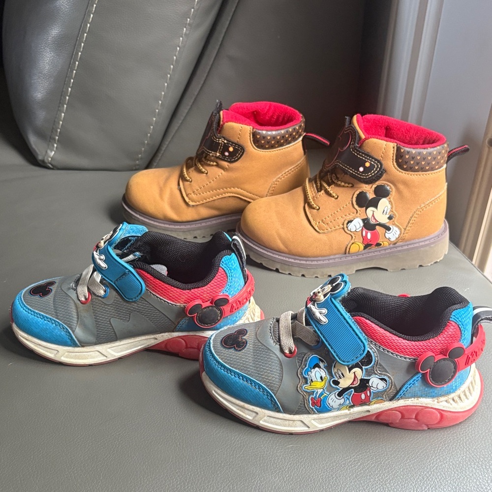 Mickey Mouse Kids Shoes - Blue and Tan